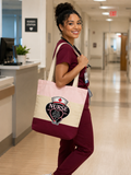 "Nurse - A Work of Heart" Three-Tone Canvas Tote Bag – Pink / Cream / Burgundy