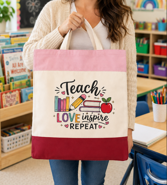 Colorblock Canvas Teacher Tote Bag(s)