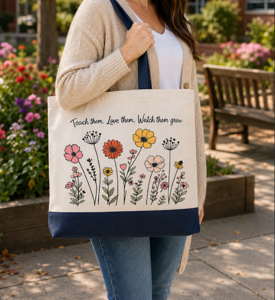 Colorblock Canvas Teacher Tote Bag(s)