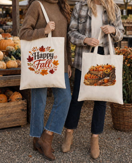 Seasonal & Botanical Floral Canvas Tote Bag Set